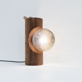 Lampe en bois, verre et corde Temde-Leuchten