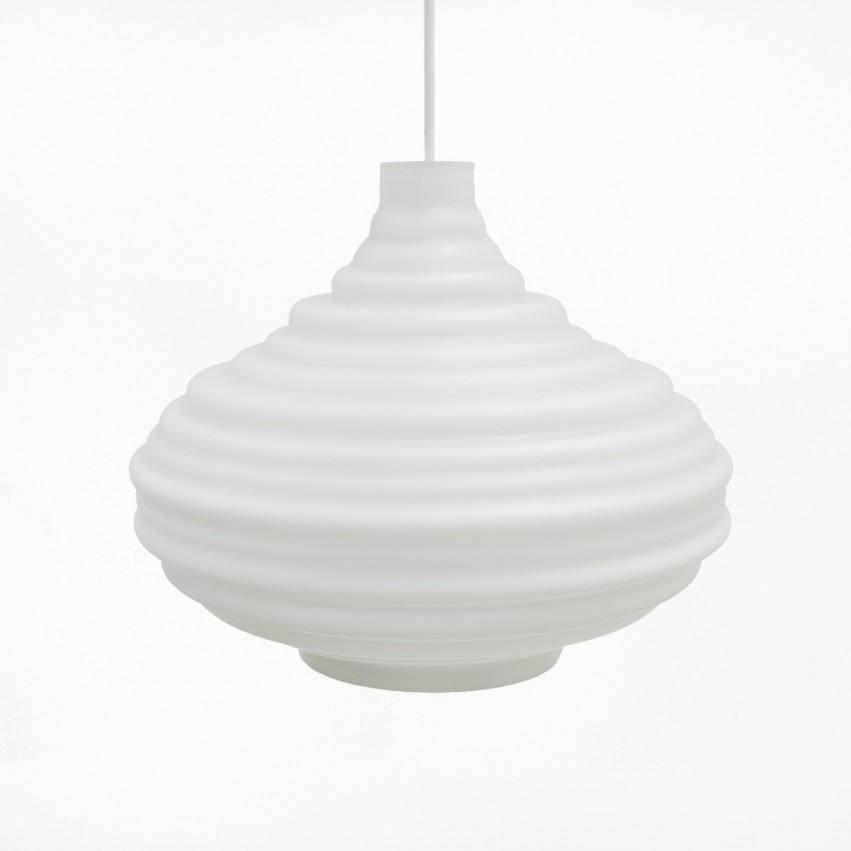 Suspension toupie en verre opale