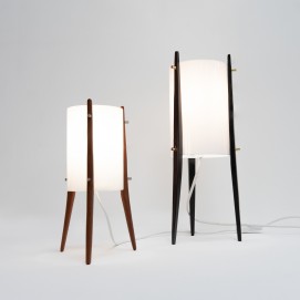 Lampe tripode en Plexiglas et bois - Alfaplex