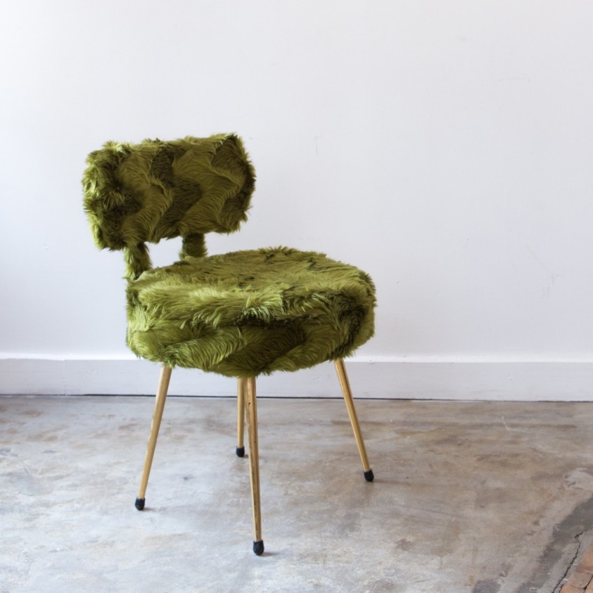 Chaise moumoute verte et rétro ! Chaise moumoute verte et rétro !