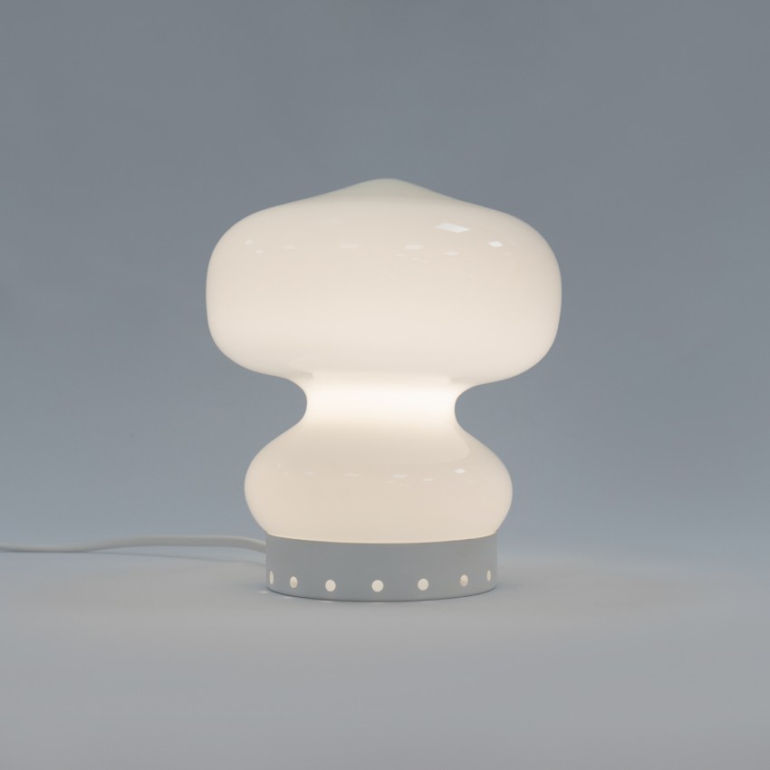 Lampe champignon et verre et métal