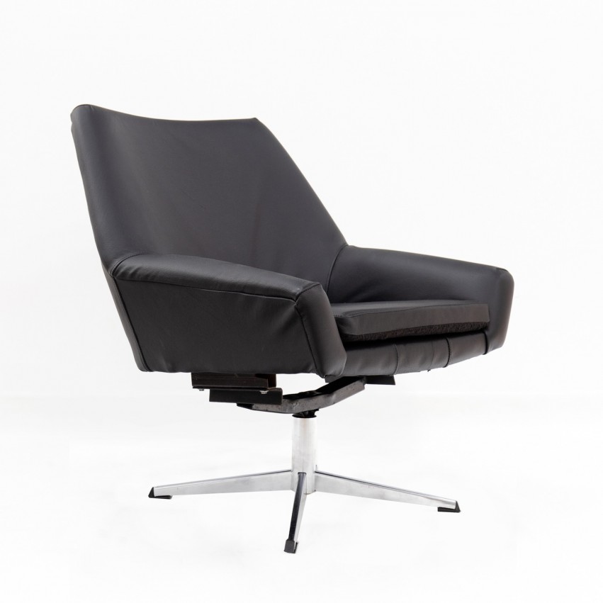 Fauteuil cuir VEB Metallwaren Naumburg - Piètement étoile