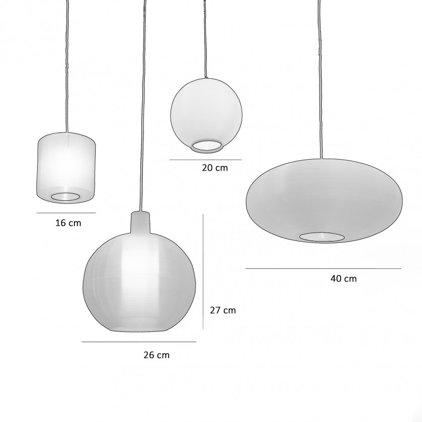 Lustre Rotaflex ivoire - Dimensions