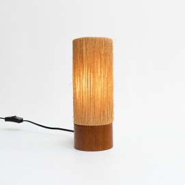 Lampe cylindrique en bois et cordelette