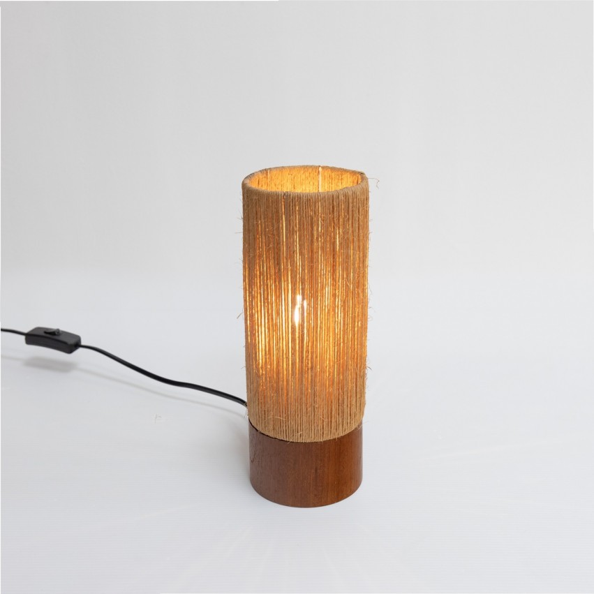 Lampe cylindrique en bois et laine