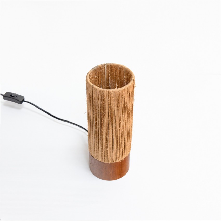 Lampe cylindrique en bois et laine