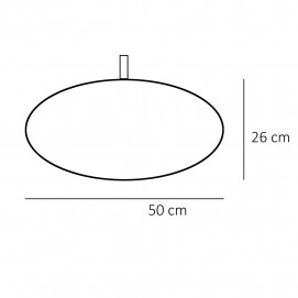 Grande suspension elliptique en verre opale - Dimensions