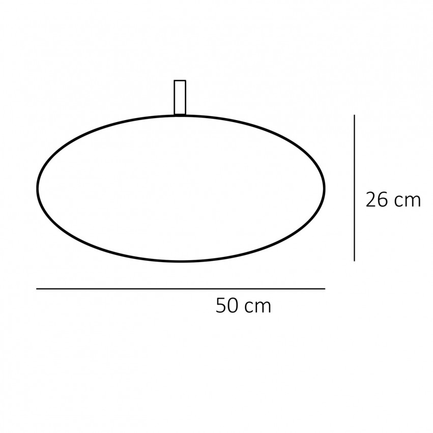 Grande suspension elliptique en verre opale - Dimensions