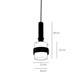 Suspension cylindrique en tôle et Plexiglas Luminalite - Dimensions
