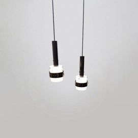 Suspension cylindrique en Plexiglas et tôle perforée des années 1960