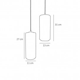 Suspension cylindrique cannelée en verre opale - Dimensions