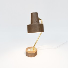 Lampe d'appoint en faux bois de Marcel Delmas