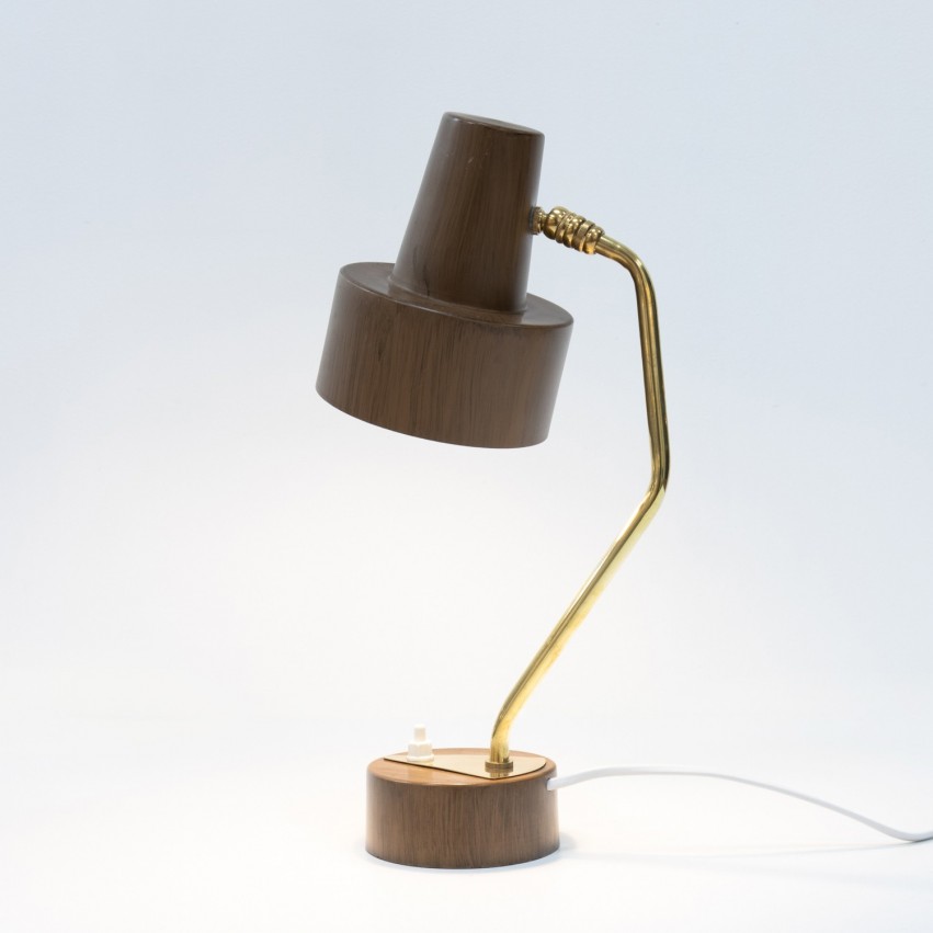 Lampe de bureau faux-bois de Marcel Delmas