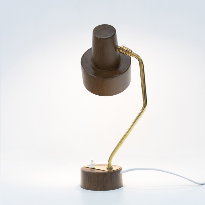 Lampe de bureau faux-bois de Marcel Delmas