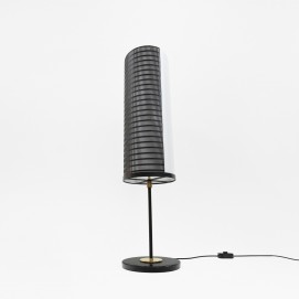Lampadaire en tôle perforée et rhodoïd Arlus