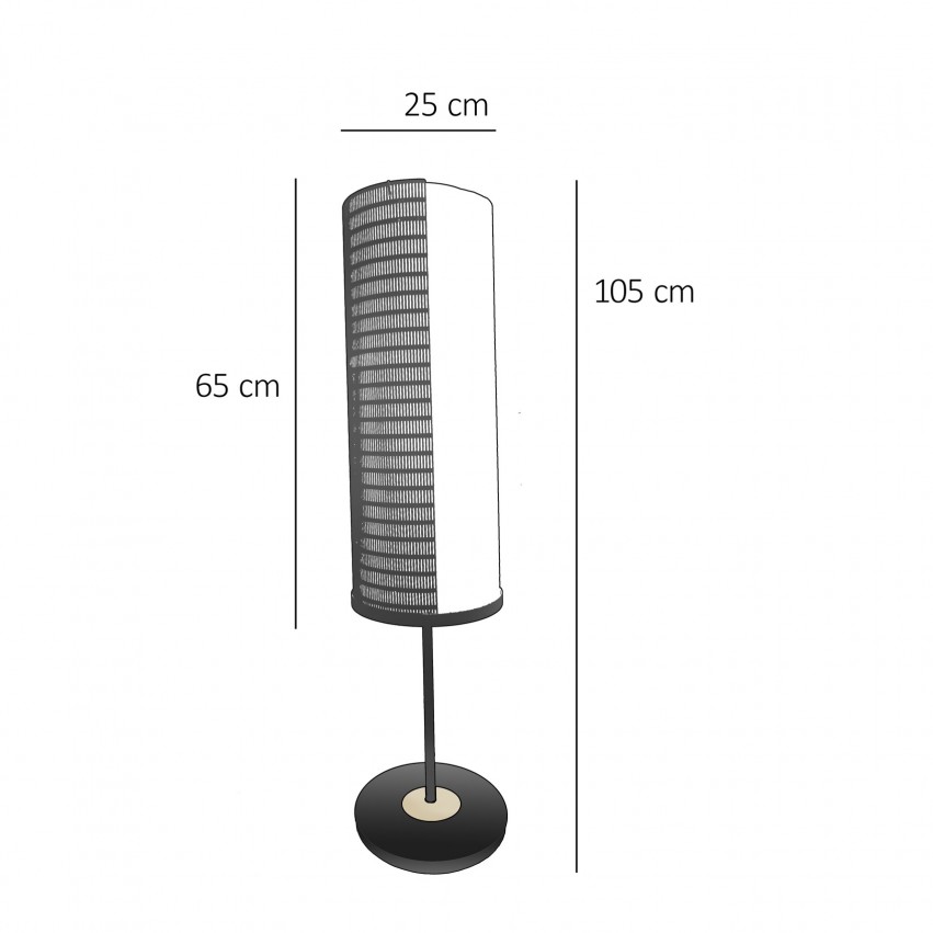 Lampadaire en tôle perforée et rhodoïd Arlus