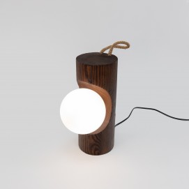 Lampe en bois et globe Temde-Leuchten