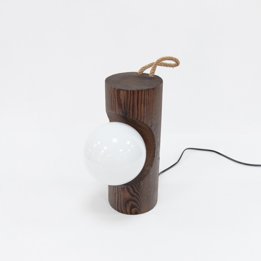 Lampe en bois et globe en verre Temde-Leuchten