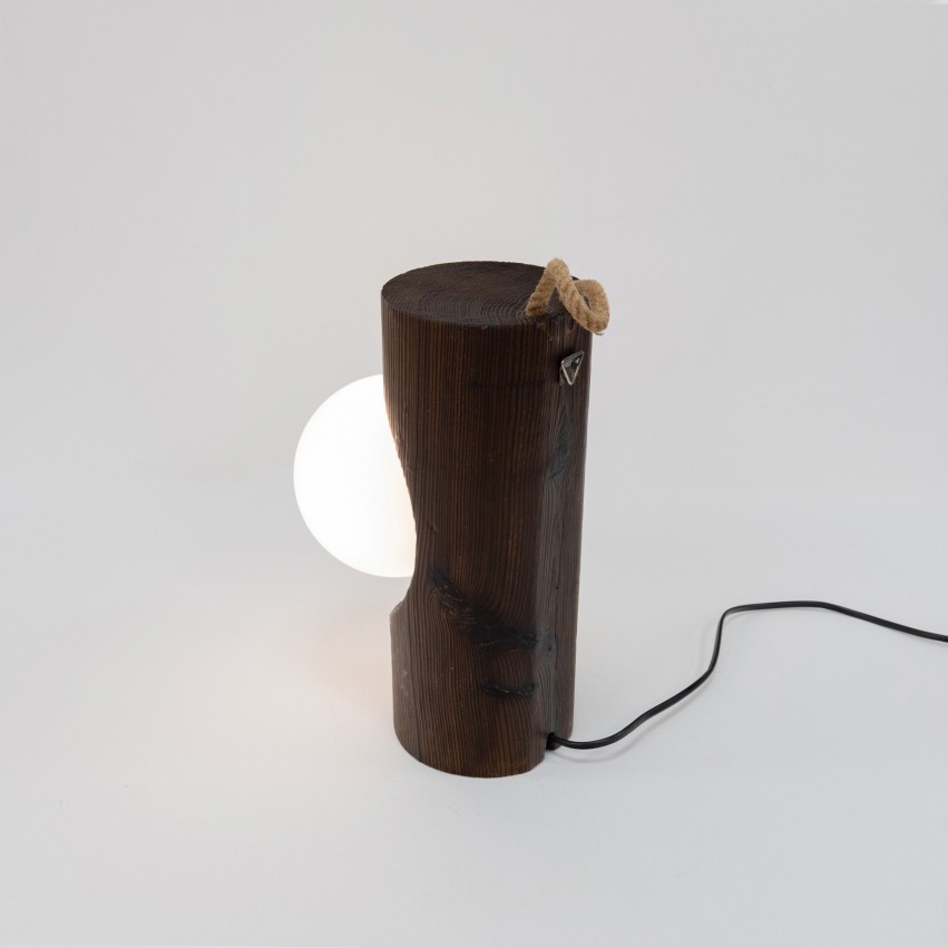 Lampe en bois et poignée en corde Temde-Leuchten
