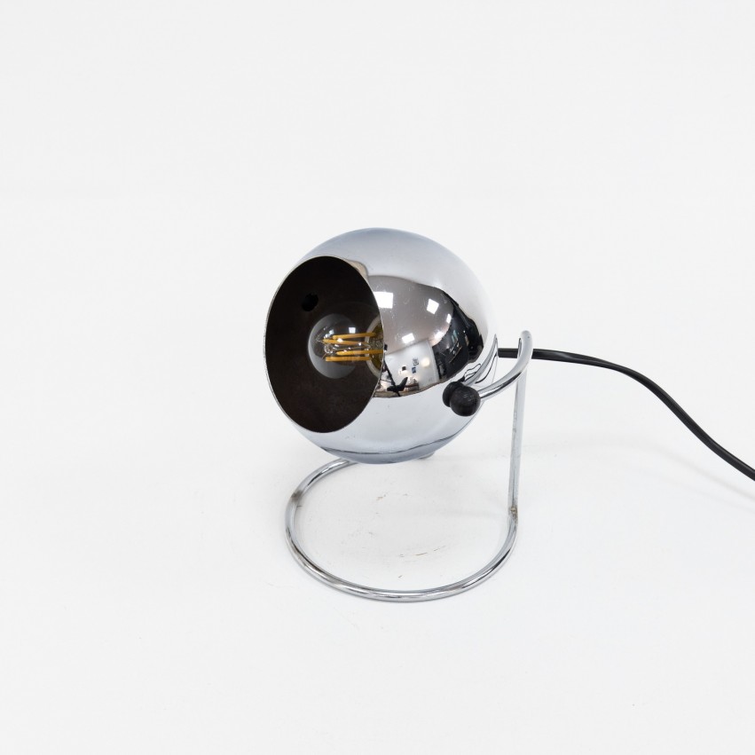 Lampe chromée EyeBall et support annulaire des années 1970