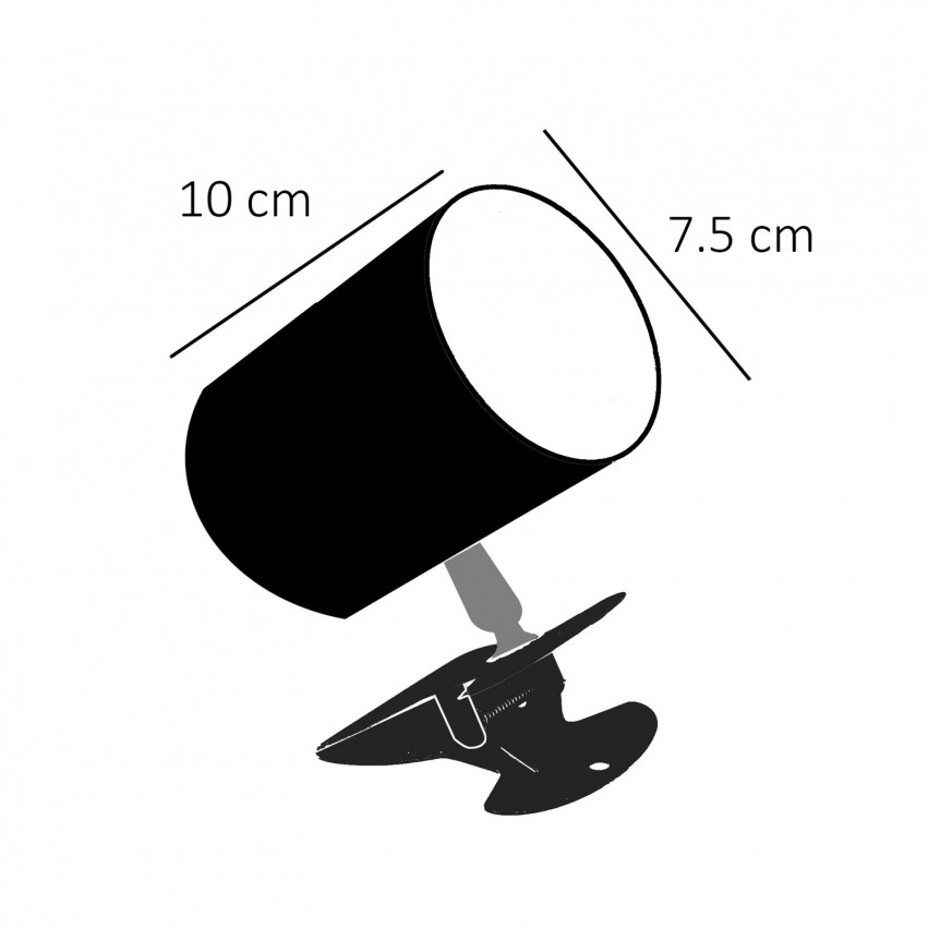 Spot cylindrique à pincer des années 1950 - Dimensions