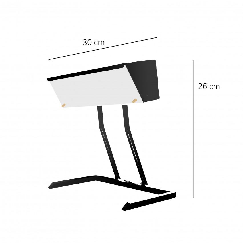 Lampe de bureau trapézoïdale en tôle et Plexiglas des années 1960 - Dimensions