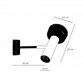 Grand spot noir et chromé Staff W-306 - Dimensions