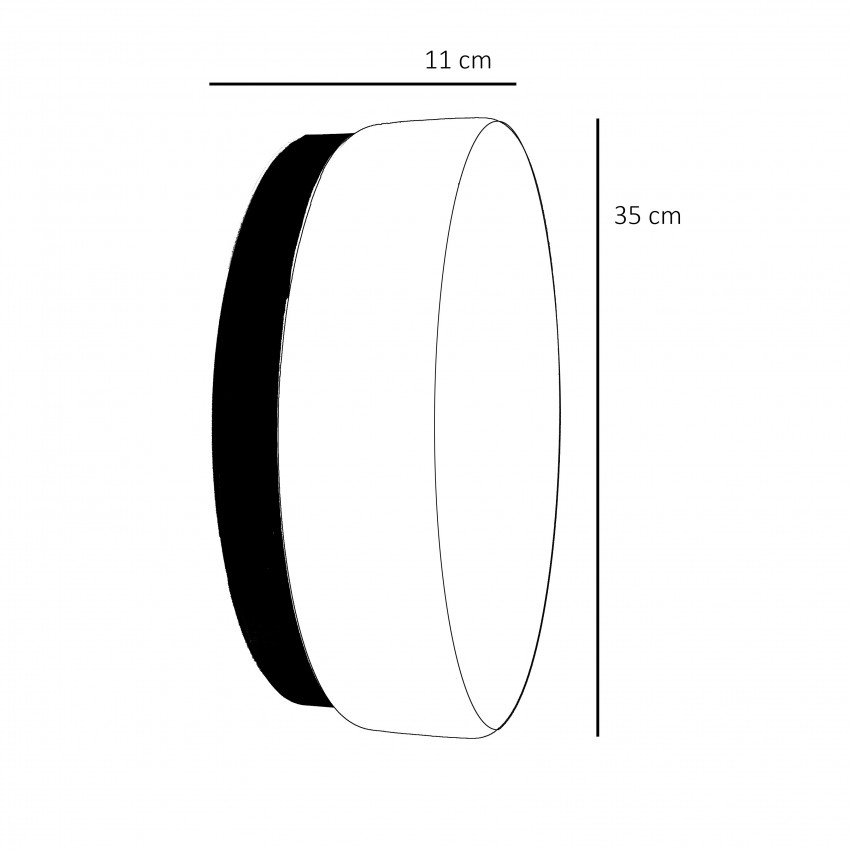 Hublot cylindrique en métal et verrerie opale maintenue par trois griffes en laiton des années 1960 - Dimensions