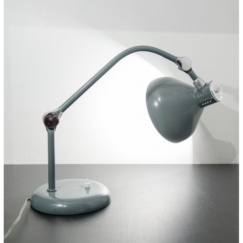 Lampe Atelier vintage JUMO GS1 grise ou Lampe bureau Industriel 1950