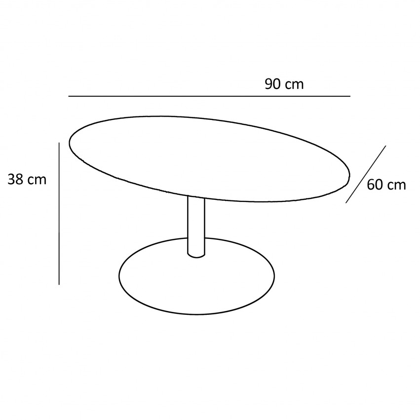 Table basse ovale monopode des années 1960 - Dimensions
