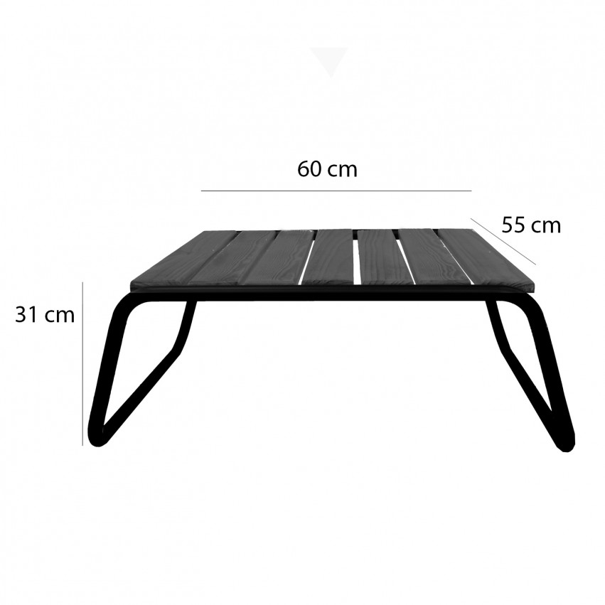 Table basse tubulaire et lattes de bois - Dimensions