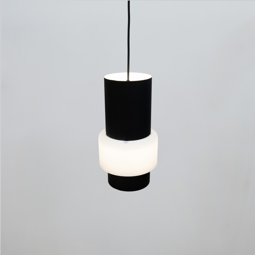 Suspension cylindrique en tôle et verre émaillé de Philips