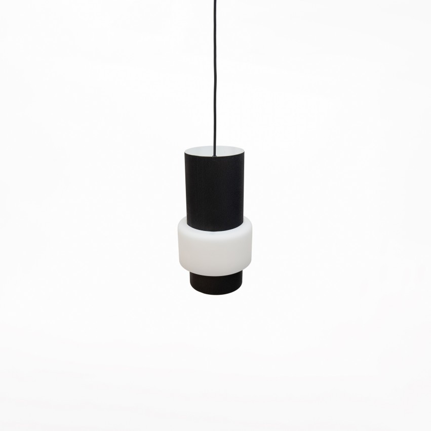 Suspension cylindrique en tôle et verre émaillé de Philips