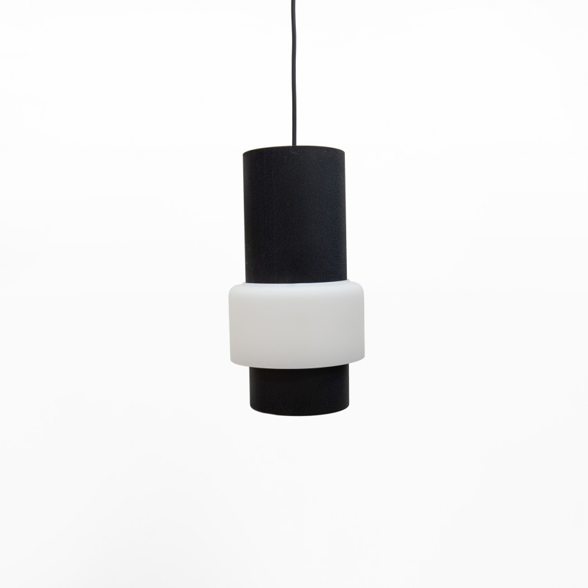 Suspension cylindrique en tôle et verre émaillé de Philips
