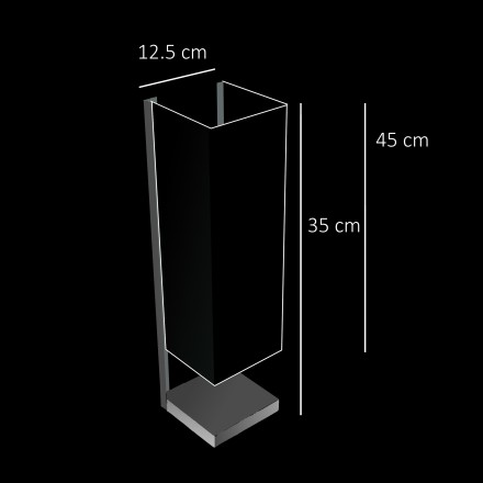 Lampe parallélépipédique faite d'un Plexiglas en porte-à-faux au-dessus d’un socle carré