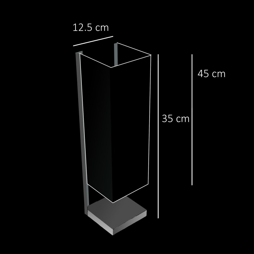 Lampe parallélépipédique faite d'un Plexiglas en porte-à-faux au-dessus d’un socle carré