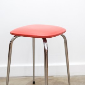 Tabouret de cuisine - Skaï rouge