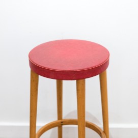 Tabouret de bar bois/skaï vintage