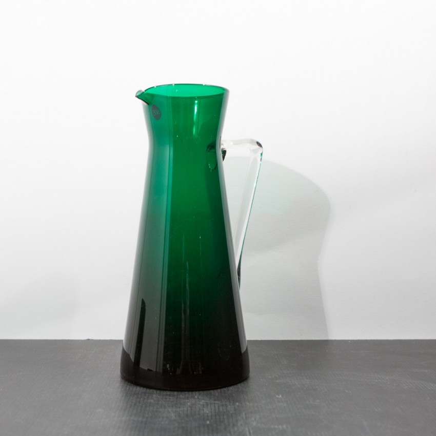 Grand pichet diabolo en verre vert vintage