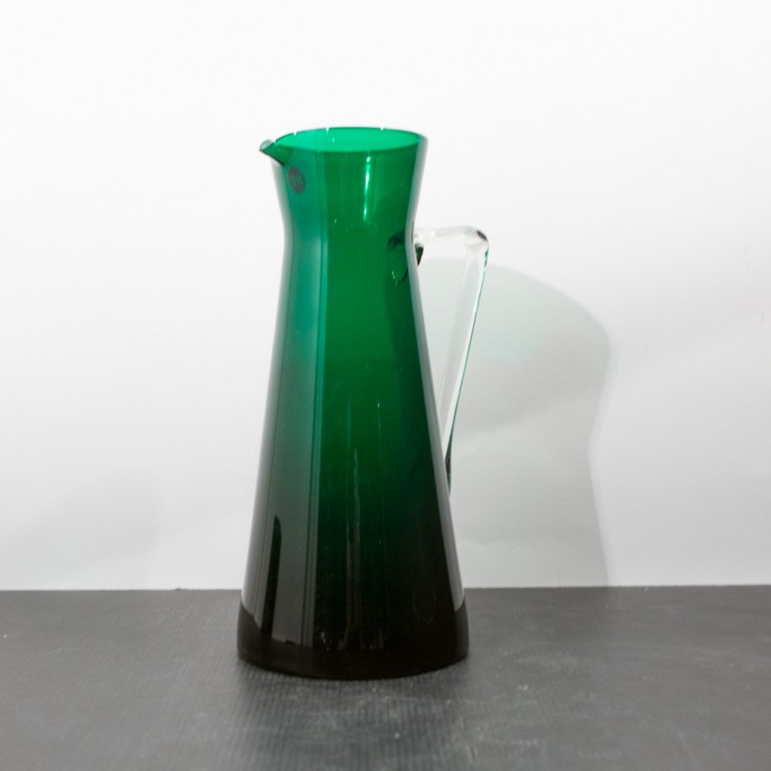Grand pichet diabolo en verre vert vintage