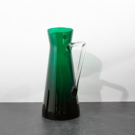 Grand pichet diabolo en verre vert vintage