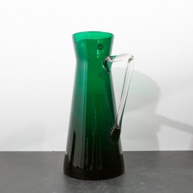Grand pichet diabolo en verre vert vintage