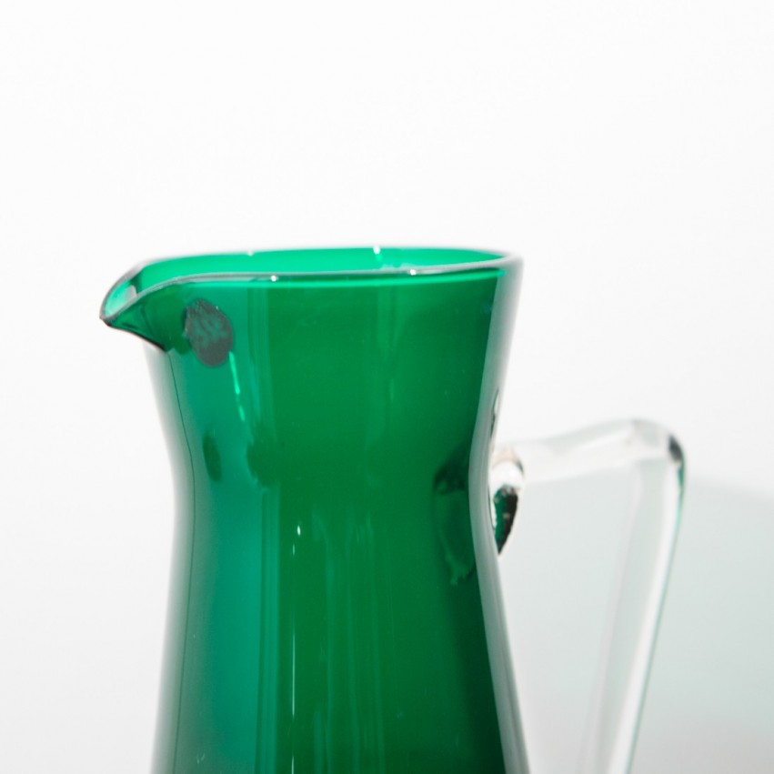 Grand pichet diabolo en verre vert vintage