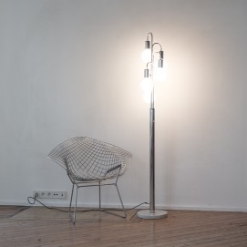 Lampadaire inox et marbre des années 1970