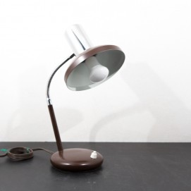 Lampe de bureau italienne chrome et marron