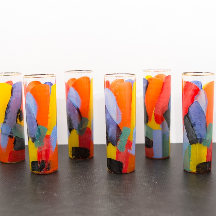 Verres à cocktail ou orangeade multicolores 