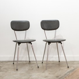 Paire de chaises chrome/Skaï
