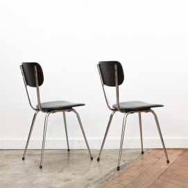 Paire de chaises chrome/Skaï