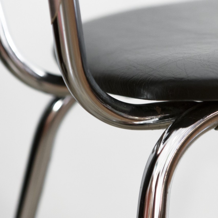 Paire de chaises chrome/Skaï