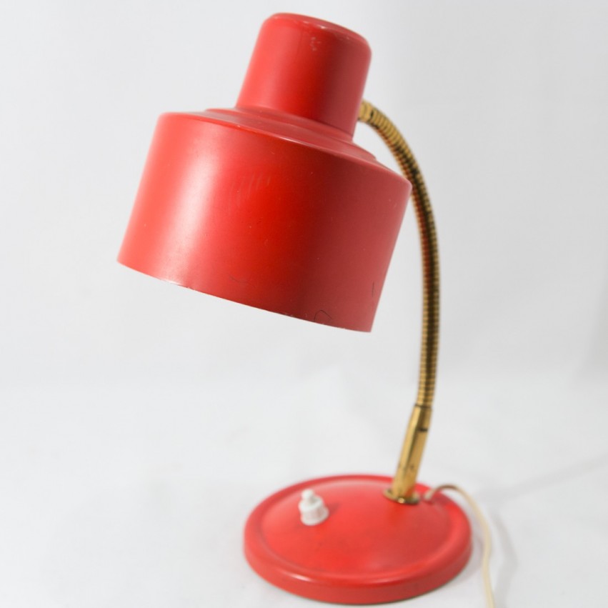 Lampe de bureau ou applique à bras flexible Aluminor rouge